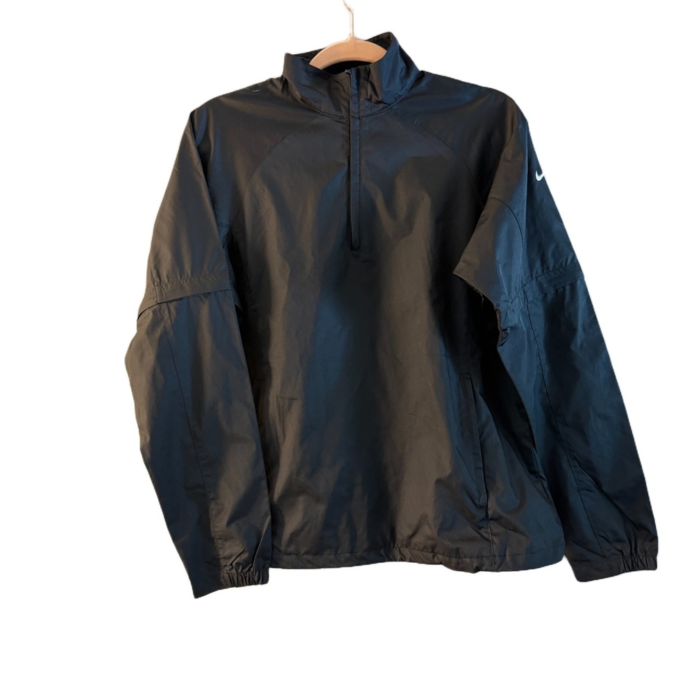 Nike Team Fit Storm Quarter Zip Pullover Jacket Black Mens Medium Windbreaker